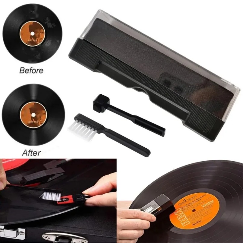 Audio Music Cleaner - Kit Spazzola Antistatica per Pulizia Dischi